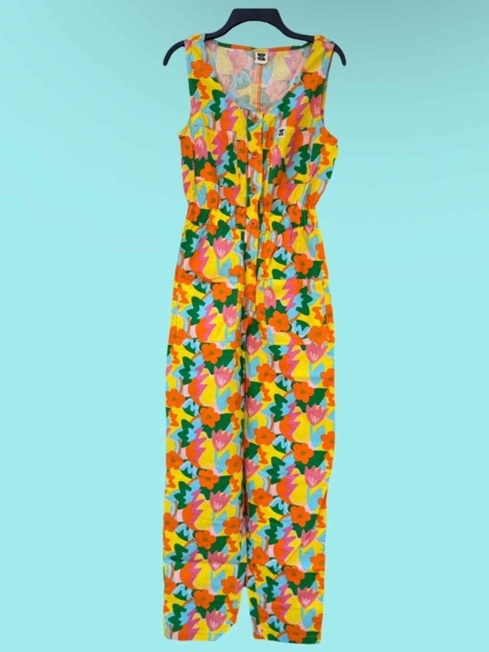 LIMITED EDITION Lucy & Yak Bright Floral One-Piece Jumpsuit - Yellow/Orange/Pink
